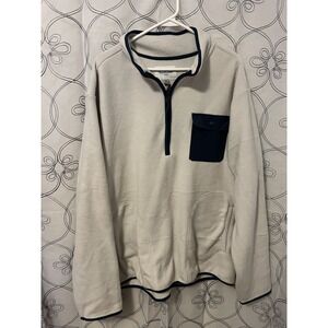 Men's Quarter-Zip Fleece Sweatshirt - Goodfellow & Co Oyster/blue Size XXL